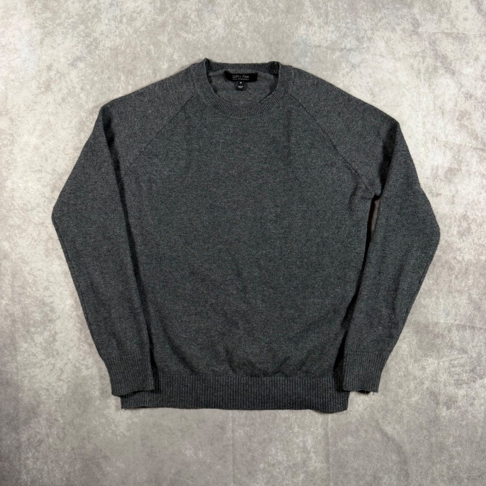 Witty Fox Gray Angora Wool Blend Crewneck Raglan Sweater Medium Minimal Fall